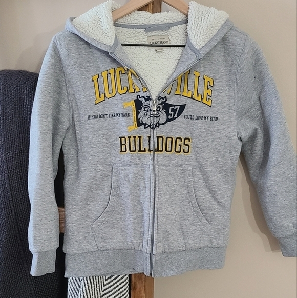 Lucky Brand Other - Boys Lucky Brand Gray Full Zip Sherpa Lined Hoodie Size Medium